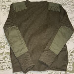 VTG Military Surplus SZ 42 Wool Commando Sweater US Marine Elbow Shoulder Patch
